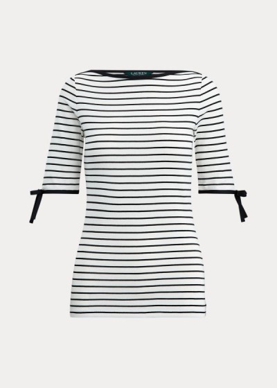 Tops Ralph Lauren Mujer Creme / Negros - Striped Cotton-Blend - RLZNI2596